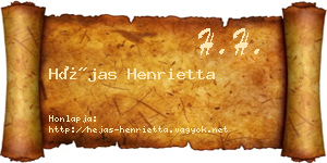 Héjas Henrietta névjegykártya